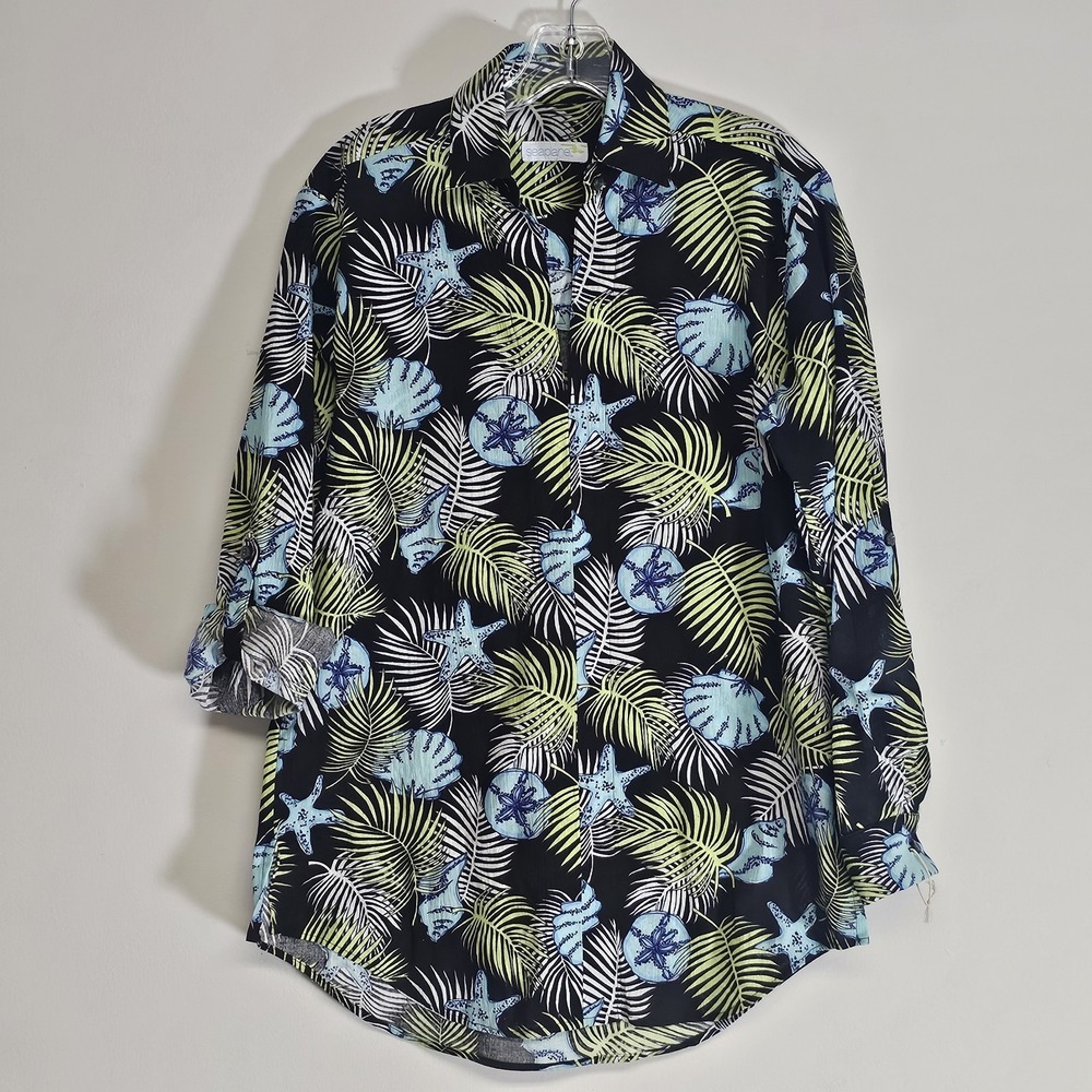 Seaplane Top Womens Medium Multicolor Beach 100% Cotton Made in USA Coastal M